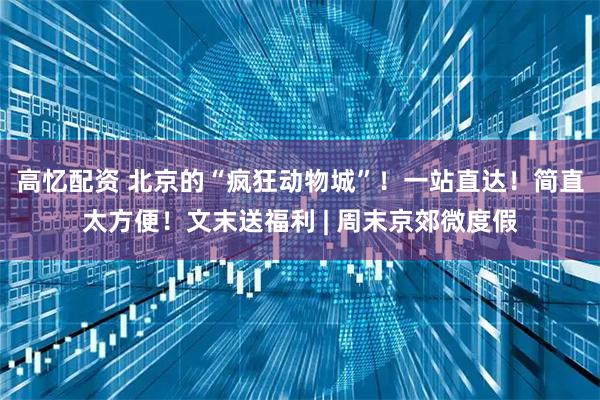 高忆配资 北京的“疯狂动物城”！一站直达！简直太方便！文末送福利 | 周末京郊微度假