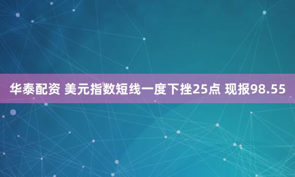 华泰配资 美元指数短线一度下挫25点 现报98.55