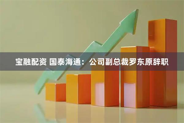 宝融配资 国泰海通：公司副总裁罗东原辞职