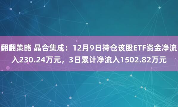 翻翻策略 晶合集成：12月9日持仓该股ETF资金净流入230.24万元，3日累计净流入1502.82万元