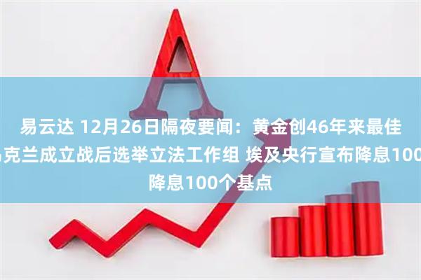 易云达 12月26日隔夜要闻：黄金创46年来最佳涨幅 乌克兰成立战后选举立法工作组 埃及央行宣布降息100个基点